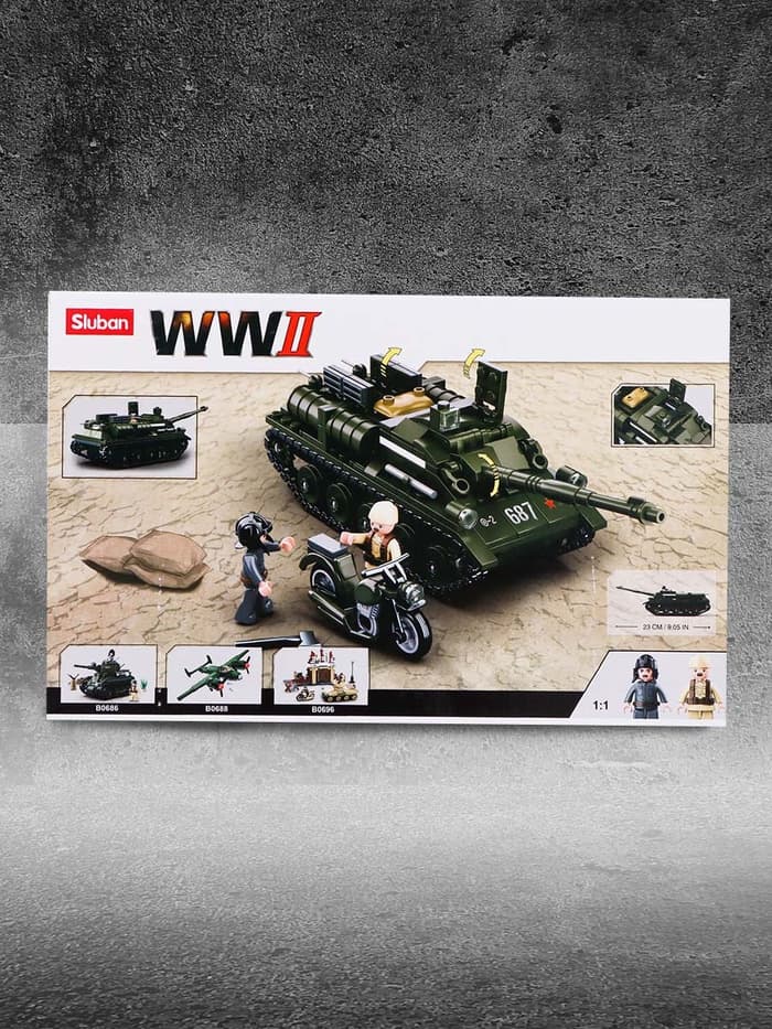 Конструктор Армия ВОВ Sluban «Танк ПТ-САУ 100», 338 деталей