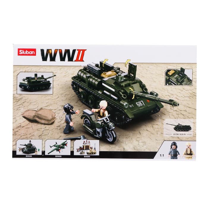 Конструктор Армия ВОВ Sluban «Танк ПТ-САУ 100», 338 деталей