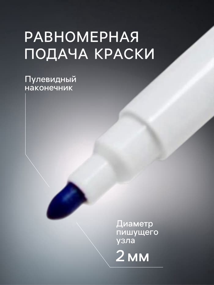 Маркер для доски, узел 2.0 мм, ширина линии 2.0 мм, водный, синий