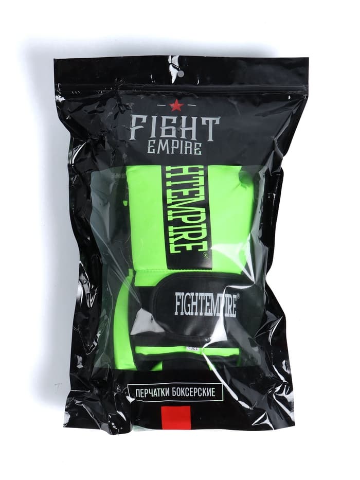 Перчатки боксёрские FIGHT EMPIRE, размер 14 oz, салатовые