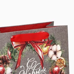Пакет подарочный новогодний крафтовый квадратный «С Новым годом», 22×22×11 см