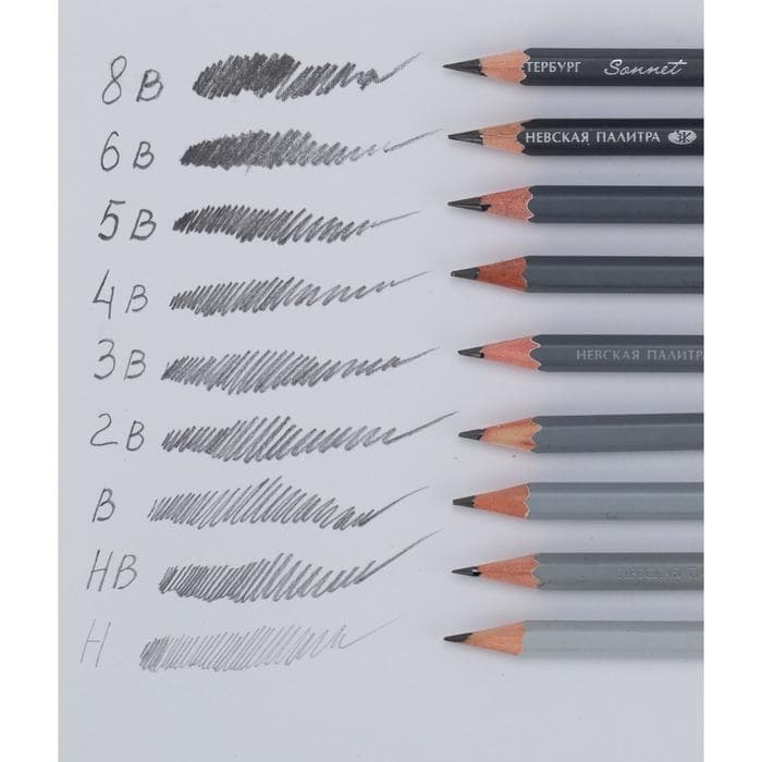 Набор карандашей чернографитных ЗХК «Сонет», 12 штук, разной твёрдости, шестигранные, деревянные