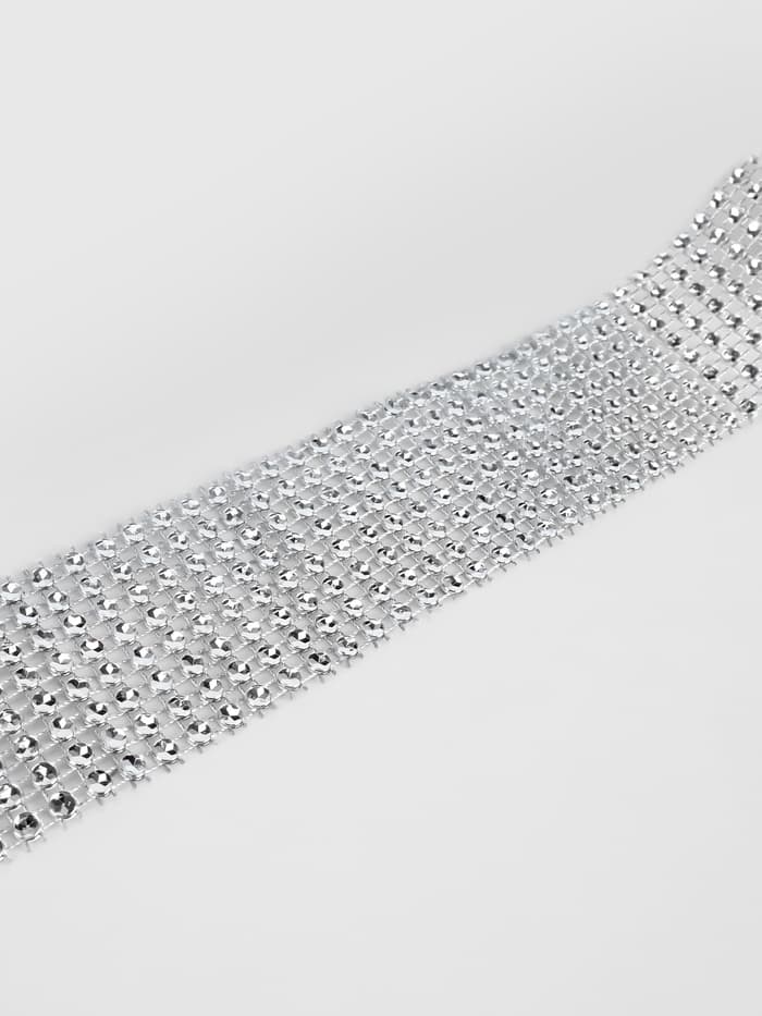 Лента с имитацией страз, 4 см, 9±1 м, цвет серебряный