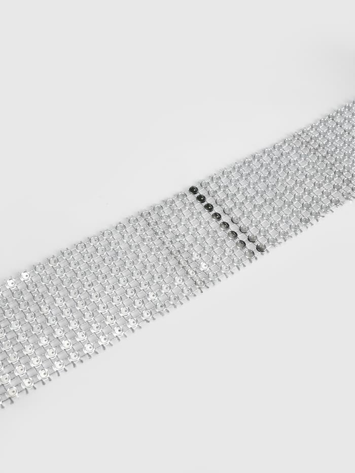 Лента с имитацией страз, 4 см, 9±1 м, цвет серебряный