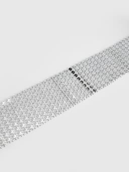 Лента с имитацией страз, 4 см, 9±1 м, цвет серебряный