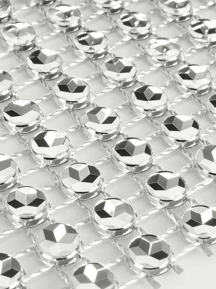 Лента с имитацией страз, 4 см, 9±1 м, цвет серебряный