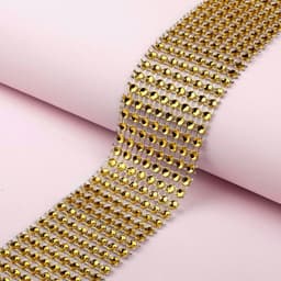 Лента с имитацией страз, 4 см, 9±1 м, цвет золотой