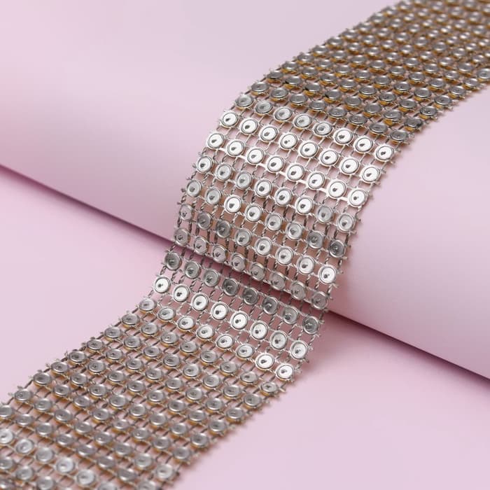 Лента с имитацией страз, 4 см, 9±1 м, цвет золотой