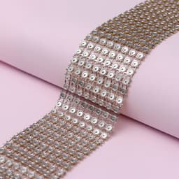 Лента с имитацией страз, 4 см, 9±1 м, цвет золотой