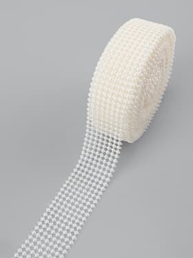 Лента с имитацией жемчуга, 4 см, 9±1 м, белая
