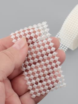 Лента с имитацией жемчуга, 4 см, 9±1 м, белая