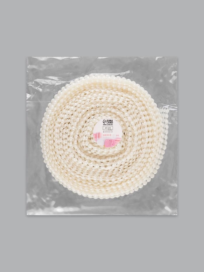 Лента с имитацией жемчуга, 4 см, 9±1 м, белая