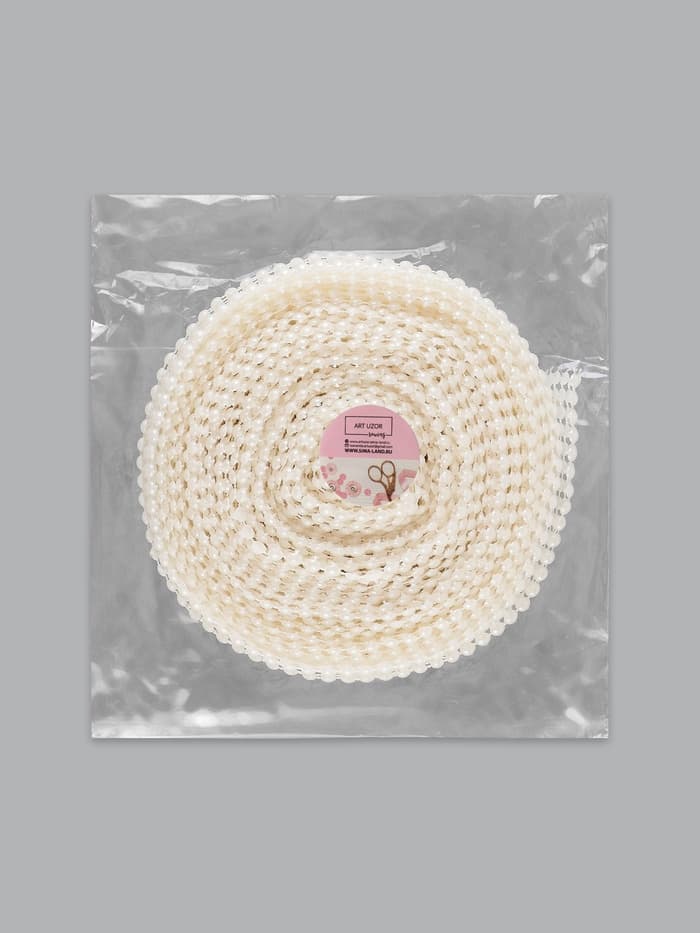 Лента с имитацией жемчуга, 4 см, 9±1 м, белая