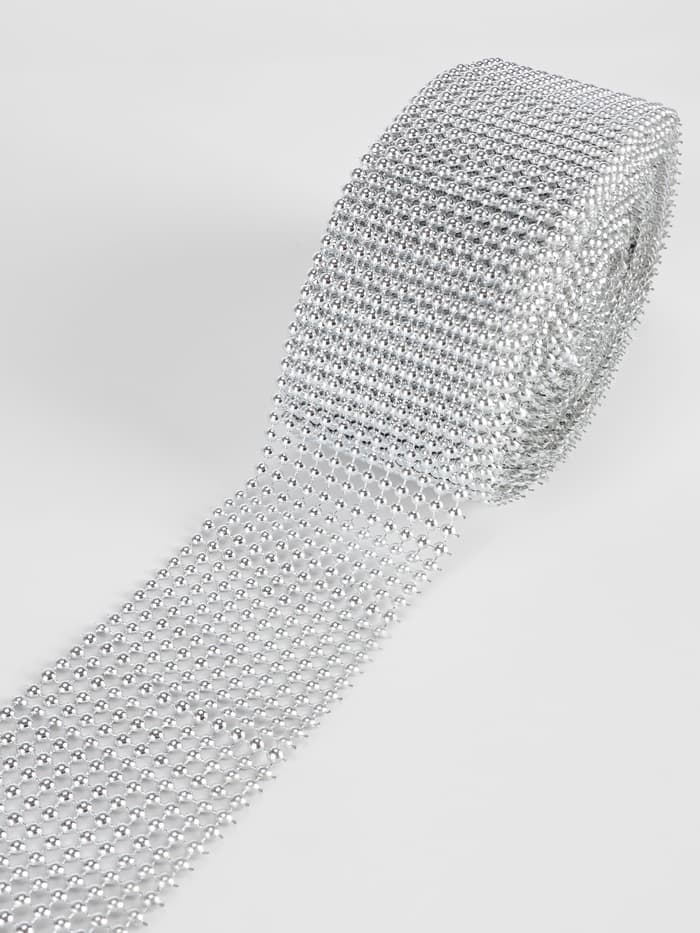 Лента с имитацией выпуклых страз, 5.75 см, 9±1 м, цвет серебряный
