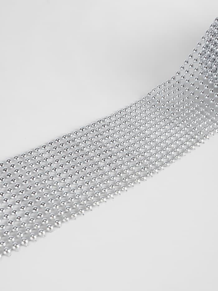 Лента с имитацией выпуклых страз, 5.75 см, 9±1 м, цвет серебряный