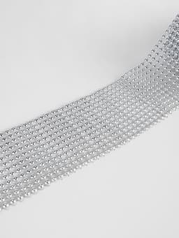 Лента с имитацией выпуклых страз, 5.75 см, 9±1 м, цвет серебряный