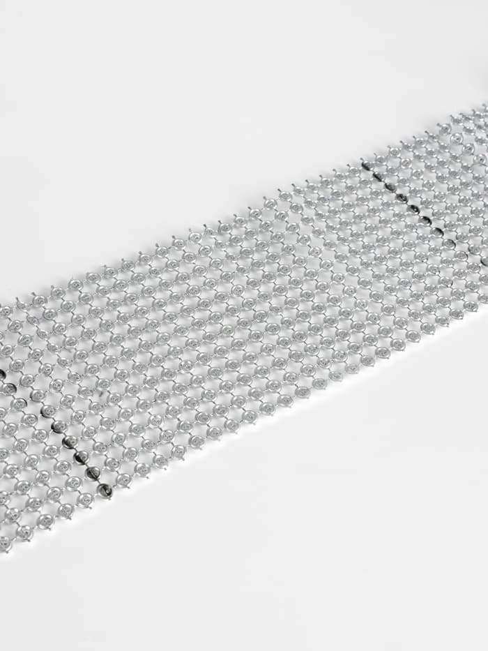 Лента с имитацией выпуклых страз, 5.75 см, 9±1 м, цвет серебряный