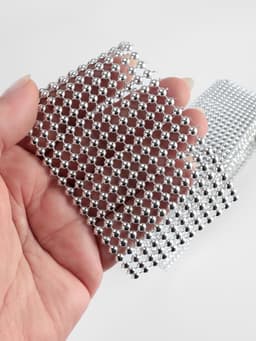 Лента с имитацией выпуклых страз, 5.75 см, 9±1 м, цвет серебряный