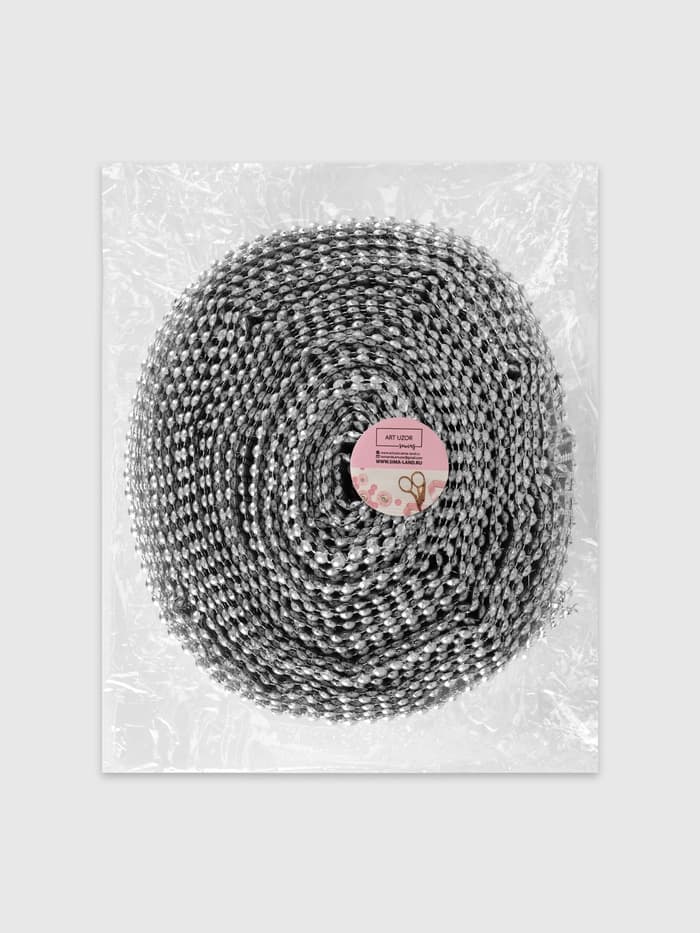 Лента с имитацией выпуклых страз, 5.75 см, 9±1 м, цвет серебряный