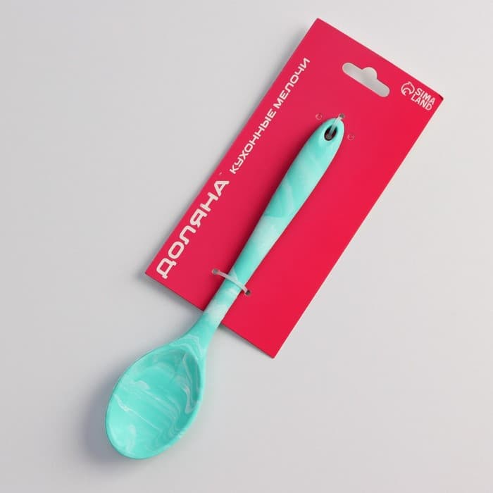 Ложка гарнирная Доляна «Парус», силикон, 20.5 см, голубая