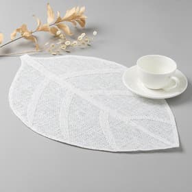 Салфетка сервировочная «Доляна. Листочки», белая, 30×45 см