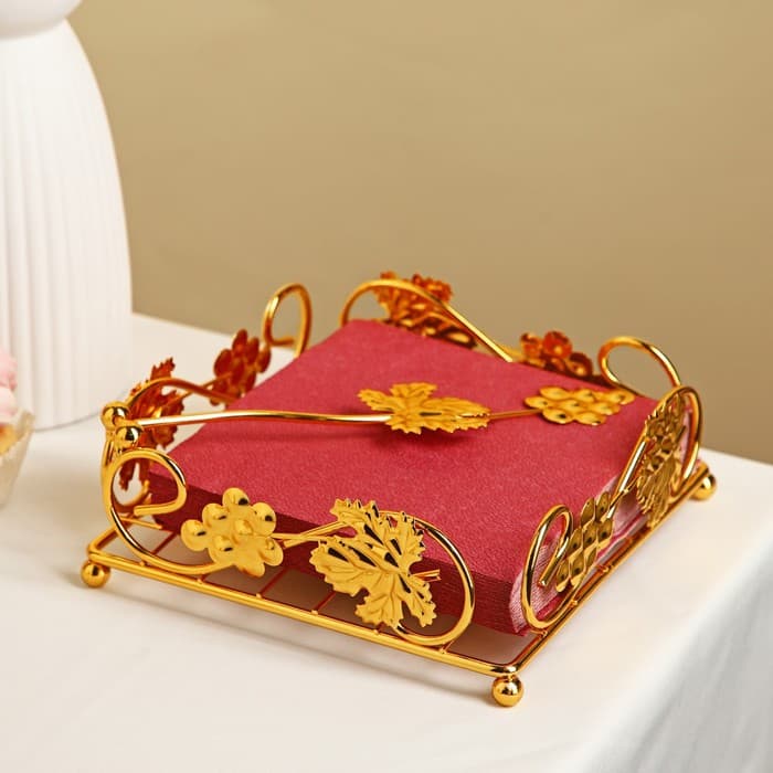 Подставка для салфеток «Виноград», 19×7 см, декоративная, металл, золотистая