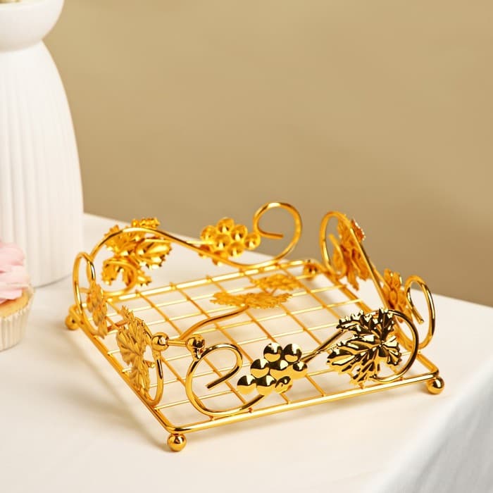 Подставка для салфеток «Виноград», 19×7 см, декоративная, металл, золотистая