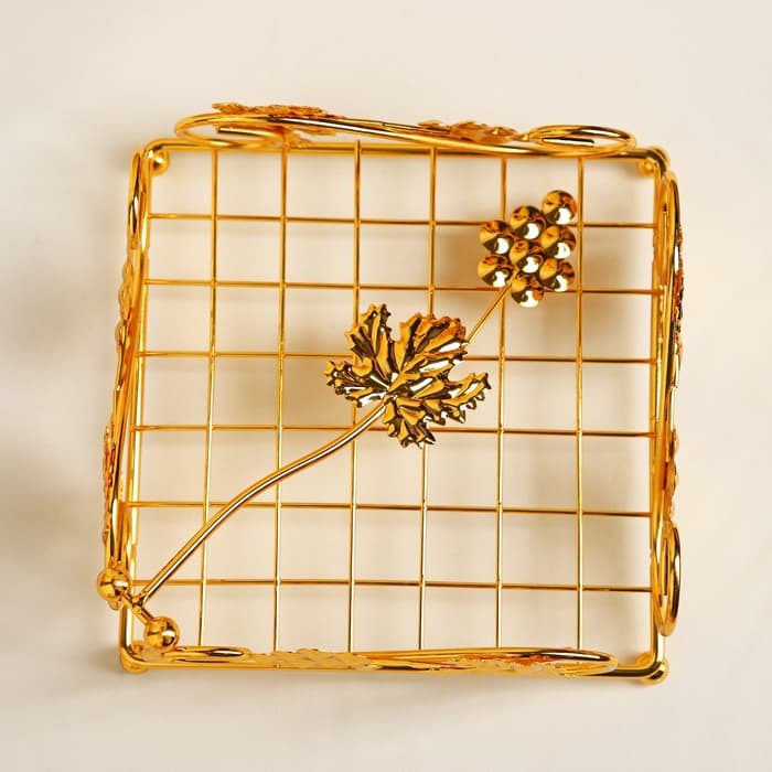 Подставка для салфеток «Виноград», 19×7 см, декоративная, металл, золотистая