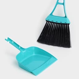 Веник для пола Disco, с совком, 8×19×58 см, бирюзовый