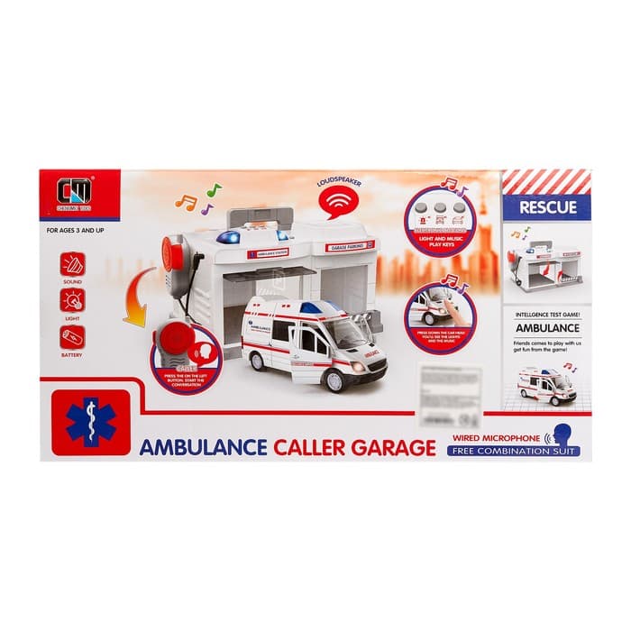 Парковка - гараж «Скорая помощь» с металлической машинкой и рацией, световые и звуковые эффекты