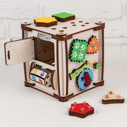 Бизикуб Лесная мастерская «Мир вокруг» со светом, фанера 3-4 мм