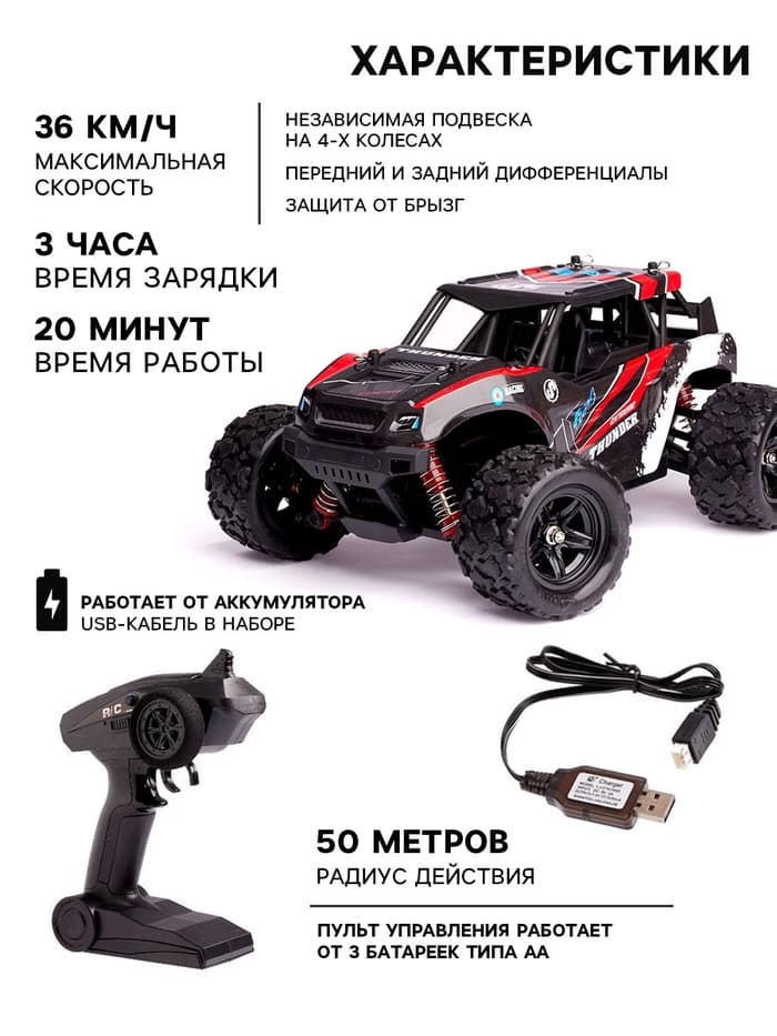Машинка на пульте управления «Багги», радиоуправление, 4WD, 36 КМ/Ч, масштаб 1:18