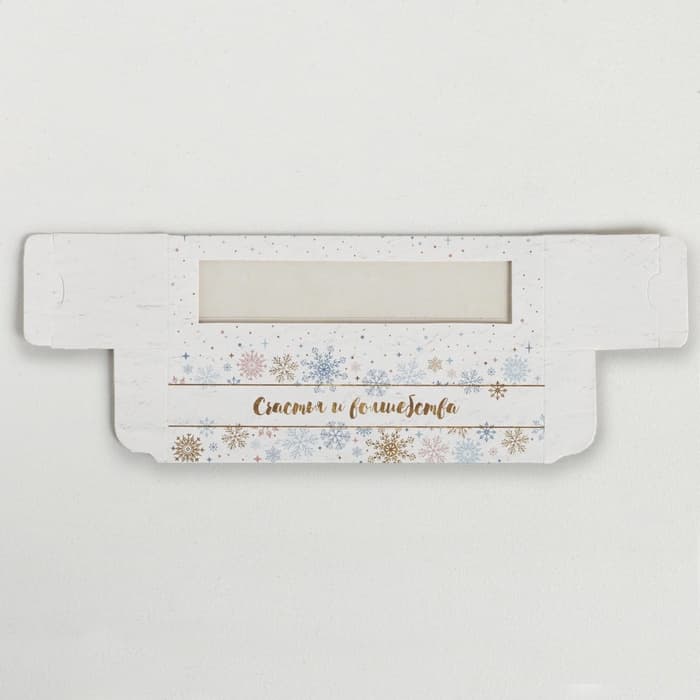 Коробочка для макарун новогодняя «Снежинки», 18×5.5×5.5 см