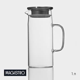 Кувшин Magistro «Богема», 1 л, 13×9×23 см, с металлической крышкой, стекло, прозрачный