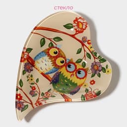 Блюдце Доляна «Совушки», 17.8×13.7×1.7 см, стекло