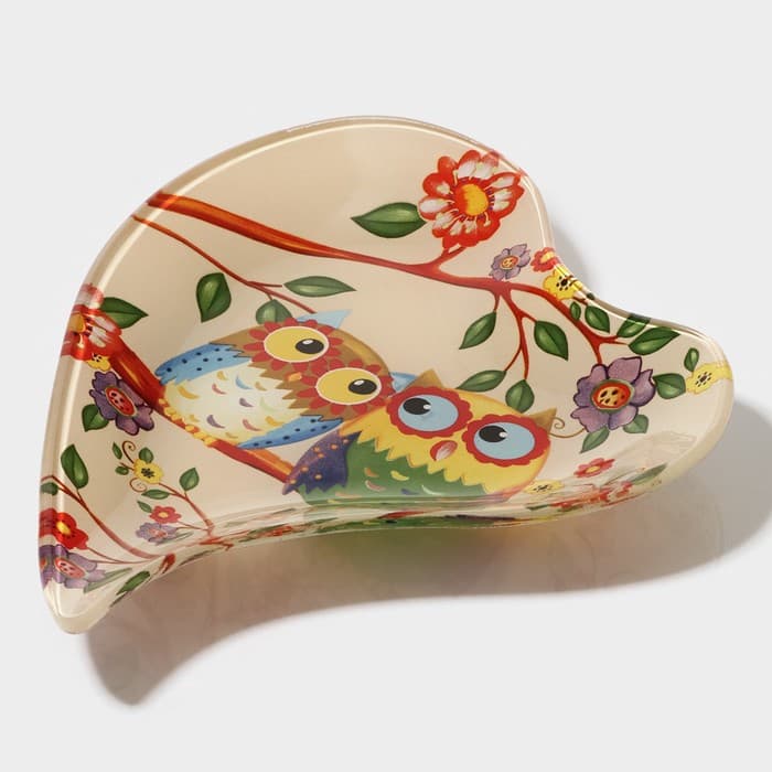 Блюдце Доляна «Совушки», 17.8×13.7×1.7 см, стекло