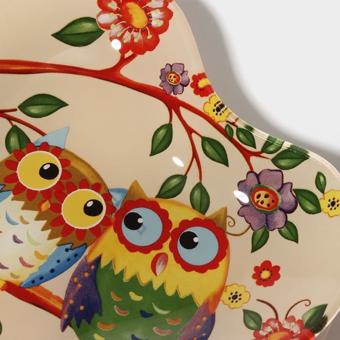 Блюдце Доляна «Совушки», 17.8×13.7×1.7 см, стекло