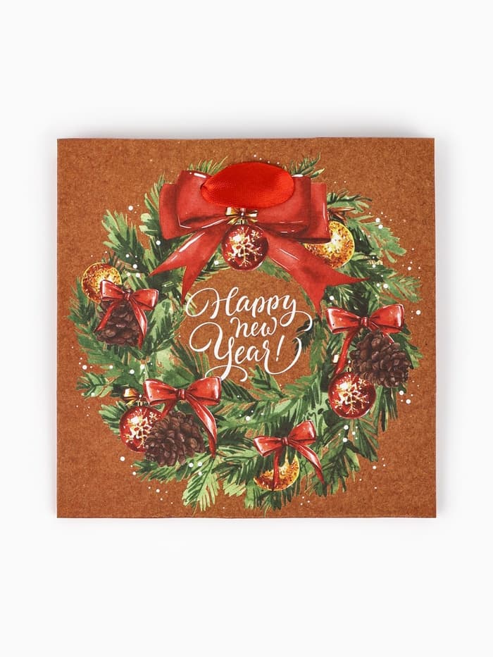Пакет подарочный новогодний крафтовый квадратный «С Новым годом», 14×14×9 см