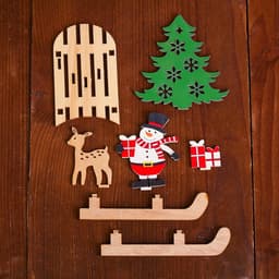 Декор новогодний Лесная мастерская «Снеговик с оленем на санях»