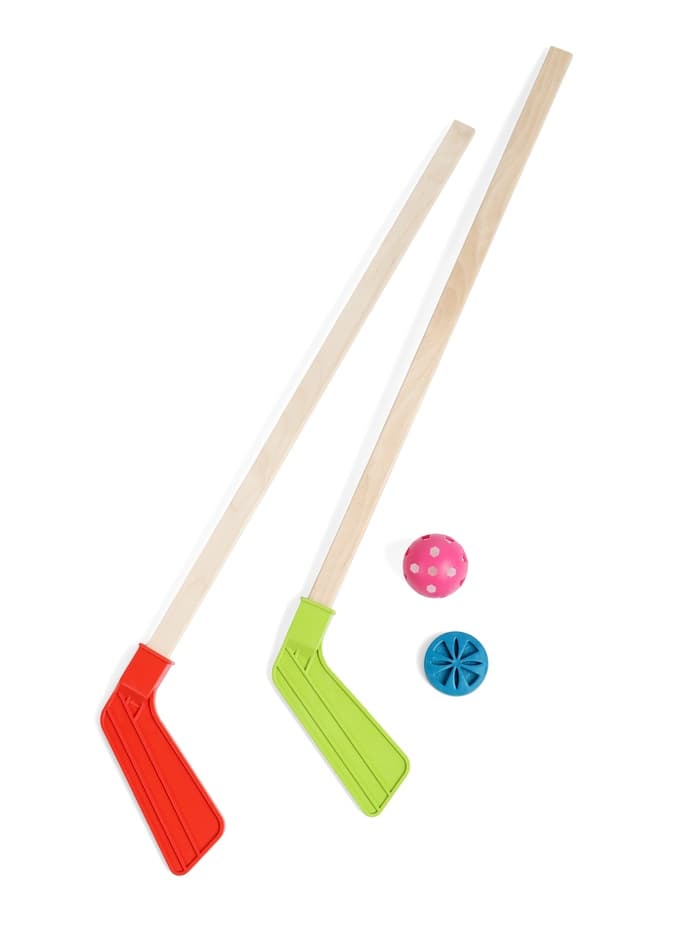 Набор для игры в хоккей (клюшка 2 шт., ворота, шайба, мяч), цвет МИКС