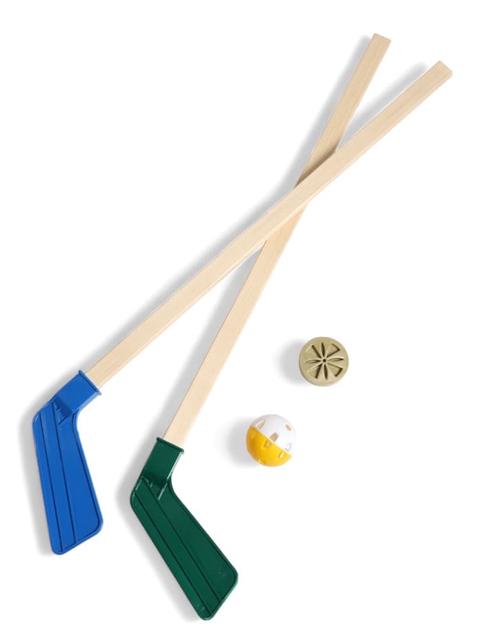 Набор для игры в хоккей (клюшка 2 шт., ворота, шайба, мяч), цвет МИКС