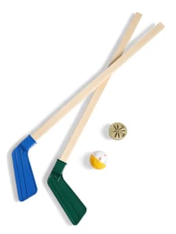 Набор для игры в хоккей (клюшка 2 шт., ворота, шайба, мяч), цвет МИКС