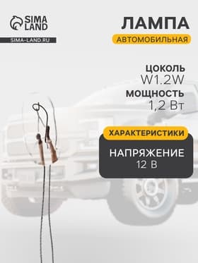 Лампа автомобильная Skyway Спутник W1.2W, 12 В, 1.2 Вт, без цоколя, S09101073