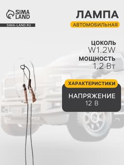 Лампа автомобильная Skyway Спутник W1.2W, 12 В, 1.2 Вт, без цоколя, S09101073