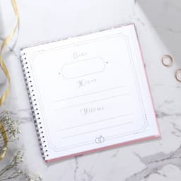 Книга пожеланий на свадьбу, на пружине «Розовая с блёстками»