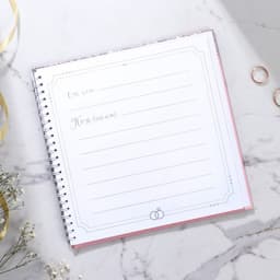 Книга пожеланий на свадьбу, на пружине «Розовая с блёстками»