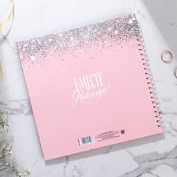 Книга пожеланий на свадьбу, на пружине «Розовая с блёстками»