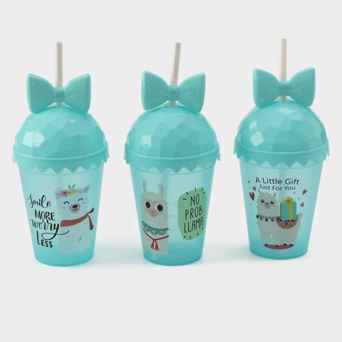Стакан пластиковый с крышкой и трубочкой Доляна «Приключения ламы», 500 мл, МИКС