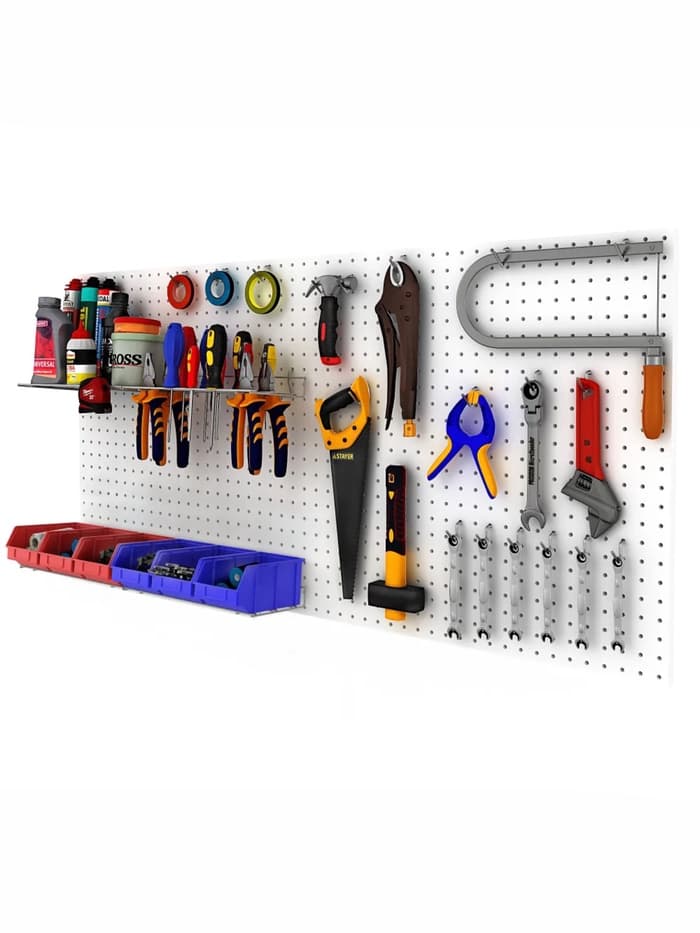 Настенная перфорированная панель ДСП односторонняя 60×0.6×180 см, шаг 2.5 см, белая