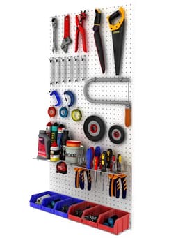 Настенная перфорированная панель ДСП односторонняя 60×0.6×180 см, шаг 2.5 см, белая